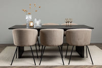 Spisegruppe Berit & Vail spisestol + rektangulært spisebord 200 × 100 – beige og svart