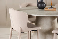 Spisegruppe rund ⌀120 + 2-pakk spisestoler – beige