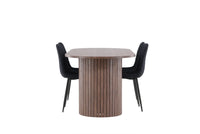 Spisestol Polar & Härön 2-pakk + Spisebord ovalt 200 x 90 – svart og mokka