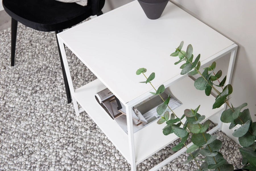 Sidebord stål 50 x 50 – hvit