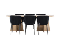 Spisegruppe Bootcut & Modesto oval 230 x 115 2-pakk – natur og svart