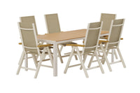 Spisegruppe Break & Panama 205 x 90 + 2-pakk posisjonsstol – beige