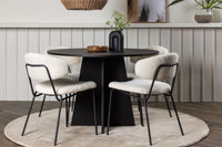 Spisebord Bootcut & Chico rundt ⌀110 + spisestol 2-pakk – svart og hvit