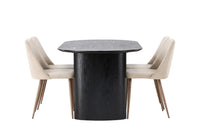 Spisegruppe Isolde 2-pakk + Ovalt 180 x 90 – beige og svart