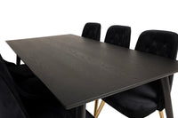 Spisegruppe Dipp & Velvet Deluxe 180 x 90 med 2-pakk spisestoler – svart