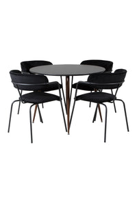 Spisestol Arrow & Plaza 2-pakk + Spisebord rundt ⌀100 – svart