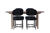 Spisegruppe Stella & Andy 2-pakk + Ovalt spisebord 180 x 90 – svart og natur