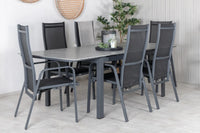 Spisegruppe Levels & Copacabana 160 x 100 + reklinerstol 2-pakk – svart