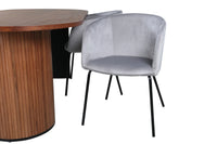 Spisegruppe Berit & Bianca oval 200 x 90 – grå og valnøtt