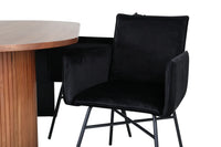 Spisegruppe oval 200 x 90 – svart og valnøtt