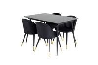 Spisebord rektangulært 120 x 80 + spisestol 2-pakk – svart