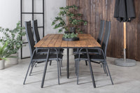Spisebord Chan & Copacabana rektangulært 200 × 100 + lenestol 2-pakk – natur og svart