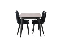 Spisestol Polar & Tempe 2-pakk – svart + Spisebord rektangulært 140 x 80 – valnøtt