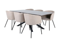Spisegruppe Berit & Piazza 180 x 90 – beige og svart