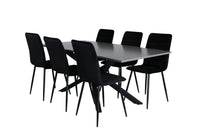 Spisestol 2-pakk + Rektangulært spisebord 180 x 90 – svart
