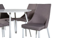 Spisestol Leone & Plaza 2-pakk + Rundt spisebord ⌀100 – grå og hvit