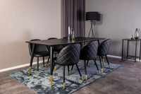 Spisegruppe Dipp & Velvet 180 x 90 + 2-pakk spisestol – svart