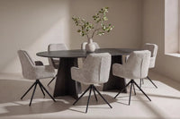 Spisegruppe oval Bootcut & Manchi 230 x 115 + spisestol 2-pakk – svart og brun