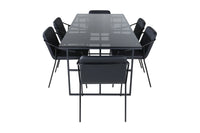 Spisestol 2-pakk + Rektangulært spisebord 200 x 90 – svart