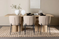 Spisestol Modesto & Olivia 2-pakk + Rektangulært spisebord 210 x 100 – beige og natur