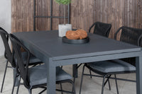 Spisegruppe Julian & Marbella 4-pakk + rektangulært spisebord 160 x 100 – svart