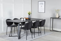 Spisestol Vault & Marina 2-pakk + Rektangulært spisebord 180 x 90 – svart