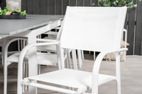 Spisebord Levels & Santorini rektangulært 229 × 100 + spisestol 2-pakk – hvit