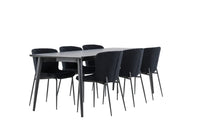 Spisestol Modesto & Ellis 2-pakk + Rektangulært spisebord 230 x 85 – svart