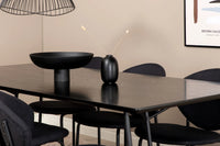 Spisestol Vault & Petra 2-pakk + Rektangulært spisebord 190 x 90 – svart