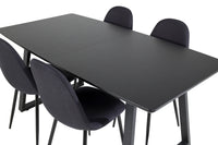 Spisestol Polar & Inca 2-pakk + Rektangulært spisebord 160 x 85 – svart