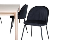 Spisebord rektangulært 170 x 95 + spisestol 2-pakk – hvitvasket og svart