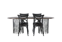 Spisegruppe oval 220 x 100 2-pakk – svart og mocca