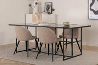 Spisegruppe rektangulær 200 x 90 + spisestol 2-pakk – svart og beige