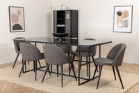 Spisegruppe 200 x 90 + spisestol 2-pakk – svart og grå