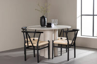 Spisegruppe Alfons & Olivia rund ⌀110 – svart og beige