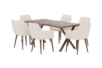 Spisestol Tomorrow & Fiona 2-pakk – beige + Spisebord rektangulært 180 x 90 – walnut