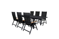 Posisjonsstol Panama & Marbella 2-pakk + Spisebord 160 x 100 – svart