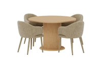 Spisestol Evelin & Reko 2-pakk – beige + Spisebord rundt Ø120 – natur