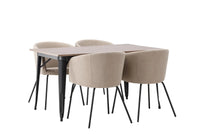 Spisegruppe Berit & Tempe 140 x 80 – beige og valnøtt