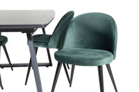 Spisestol Velvet & Inca 2-pakk + Spisebord 160 x 85 – grønn og svart