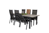 Spisebord Levels & Copacabana 229 × 100 + liggestol 2-pakk – svart