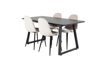 Spisestol Polar & Inca 2-pakk – beige + Rektangulært spisebord 160 x 85 – svart