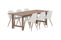 Spisegruppe Night & Count 2-pakk stoler og rektangulært spisebord 220 x 100 – beige og brun