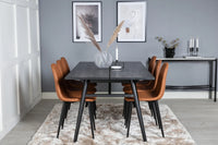 Spisegruppe Sleek & Polar 195 x 95 + spisestol 2-pakk – svart og brun