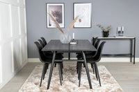 Spisegruppe Sleek & Polar rektangulær 195 x 95 + 2-pakk spisestoler – svart