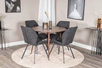Spisestol Gemma & Plaza 2-pakk + Spisebord rundt ⌀100 – svart og valnøtt