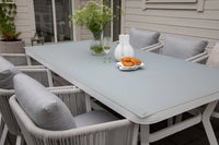 Spisegruppe Virya 200 × 100 + spisestol 2-pakk – hvit og grå