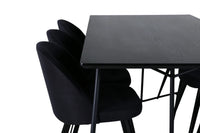 Spisegruppe Petra & Velvet rektangulært spisebord 190 x 90 + 2-pakk spisestoler – svart