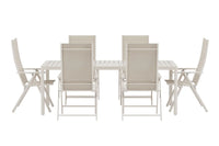 Spisebord 200 x 90 + posisjonsstol 2-pakk – beige