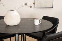 Spisestol 2-pakk + Spisebord rundt ⌀115 – svart